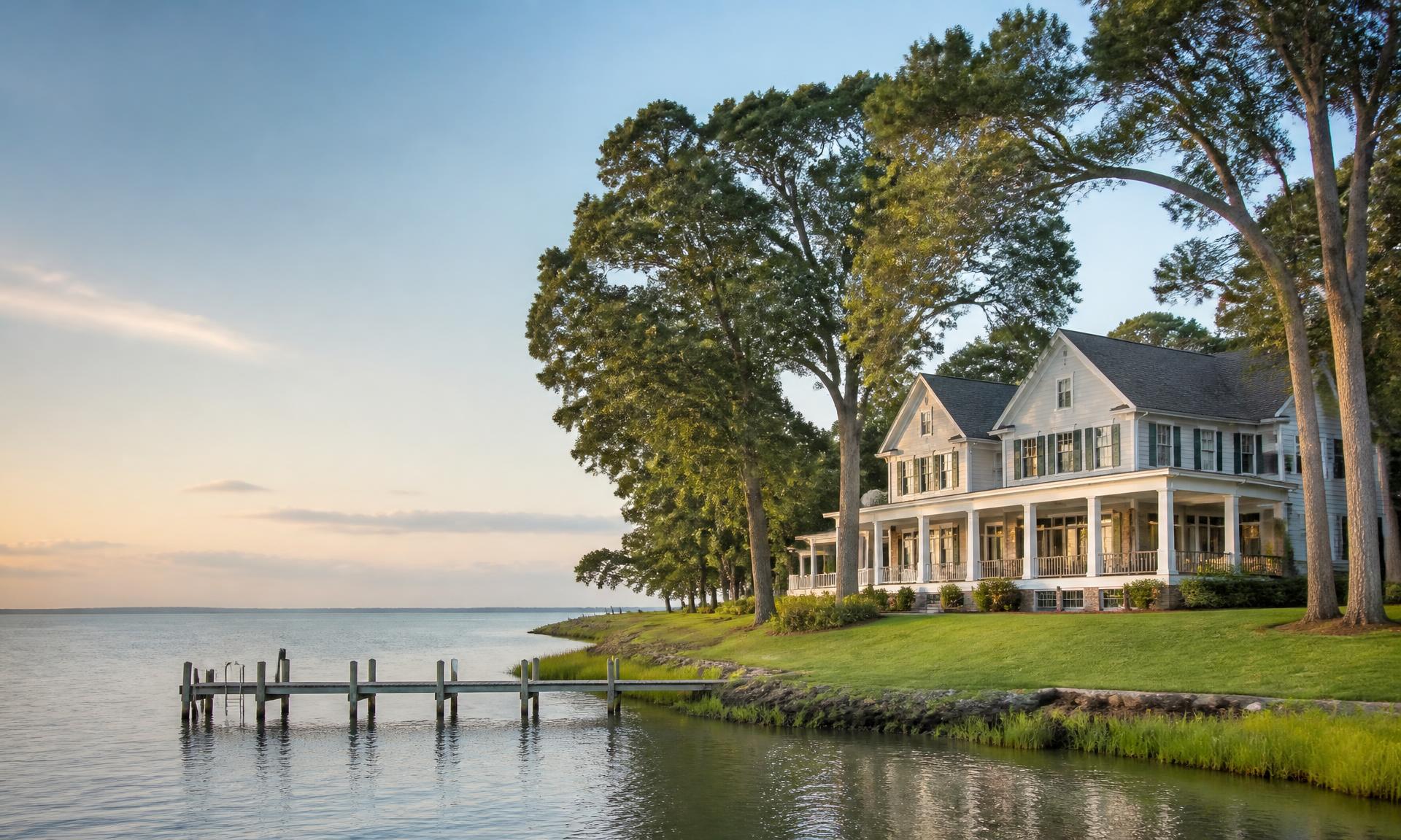Waterfront home surrounded by mature trees on a Southern Maryland creek